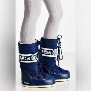 Moon Boot Tall Dark Blue Winter Boots Size 7/8.5